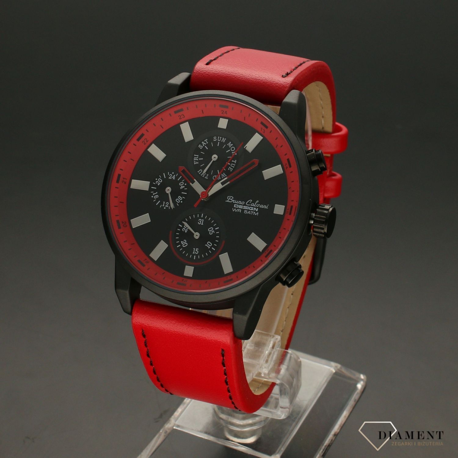 Zegarek męski na pasku Bruno Calvani Classic BC1377 RED (2).jpg